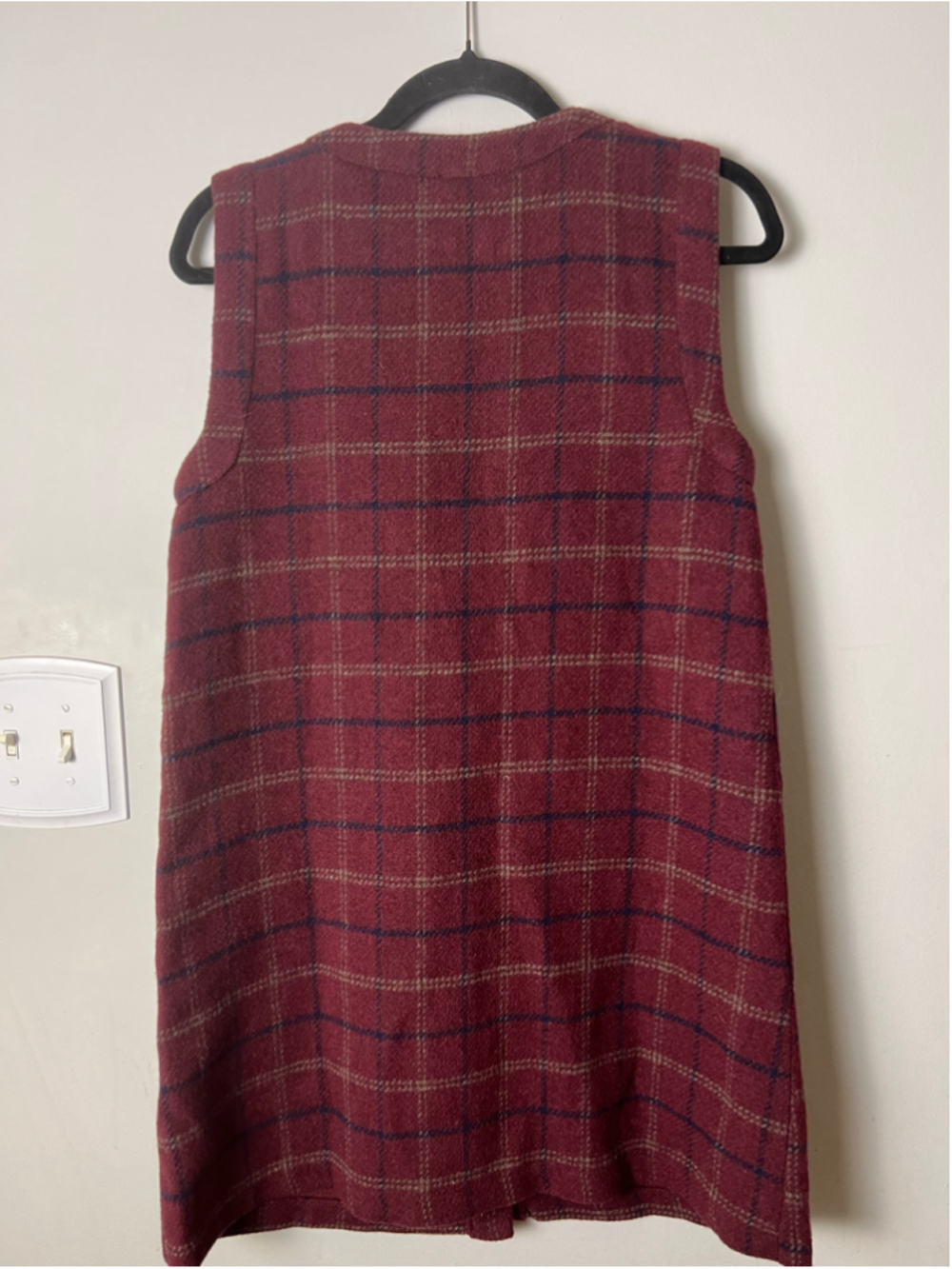 NWT The Workshop Wool Blend Plaid Tweed Dress Dark Academia Gold Buttons M - Picture 4 of 6